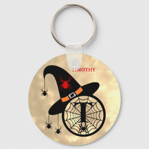 Llavero Monograma T Halloween Sky Witch Spider Name