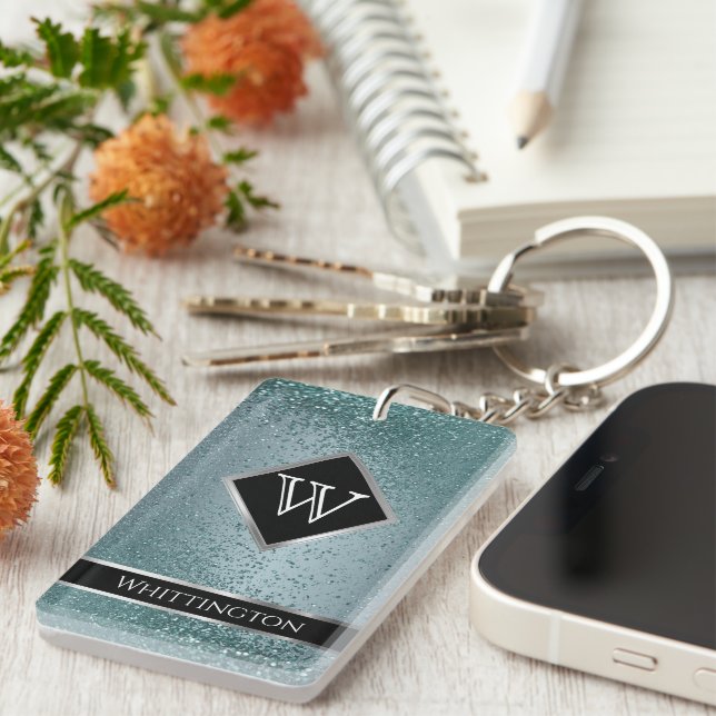 Llavero Monograma Twinkle Ombre - Verde azulado (Frente Derecha)