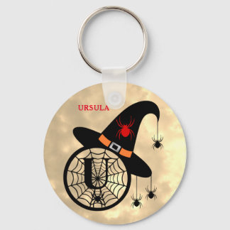 Llavero Monograma U Halloween Sky Witch Spider Name