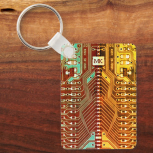 Llavero Monograma único retro Steampunk de Guay Verde azul