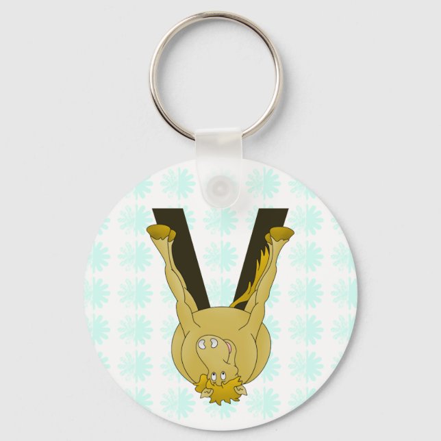 Llavero Monograma V Cute Caballo Personalizado (Anverso)