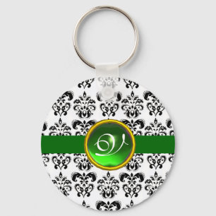 LLAVERO MONOGRAMA VERDE EMERALD DAMASK