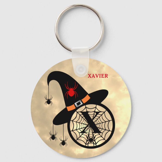 Llavero Monograma X Halloween Sky Witch Spider Name (Anverso)