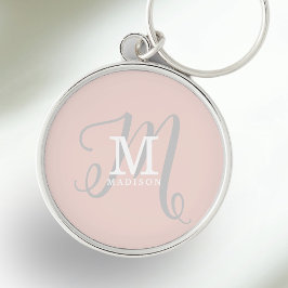Llavero Monograma y caligrafía de nombre elegantes rosa