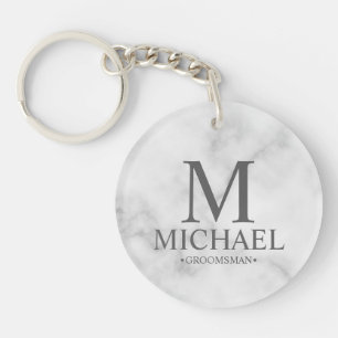 Llavero Monograma y nombre de Groomsman personalizado de m