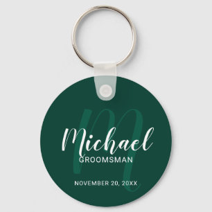 Llavero Monograma y nombre de Groomsmen personalizado de e