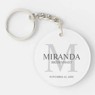 Llavero Monograma y nombre de la dama de honor personaliza