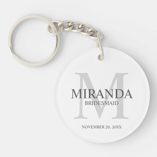 Llavero Monograma y nombre de la dama de honor personaliza (Frente)