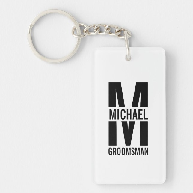 Llavero Monograma y nombre de los Groomsmen personalizados (Frente)