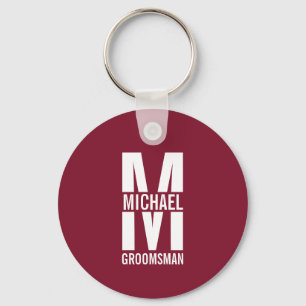 Llavero Monograma y nombre de los Groomsmen personalizados