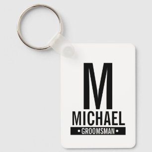 Llavero Monograma y nombre del Groomsman personalizado