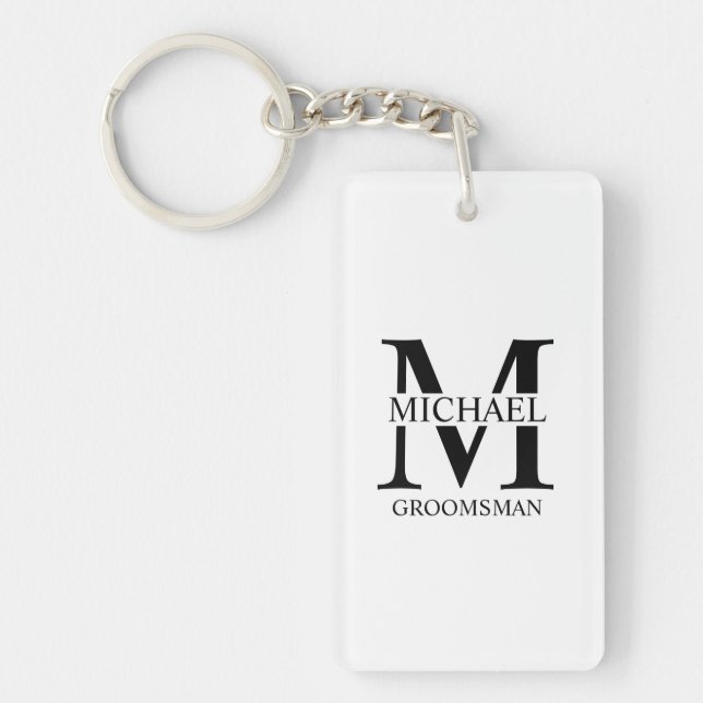 Llavero Monograma y nombre del Groomsman personalizado (Frente)
