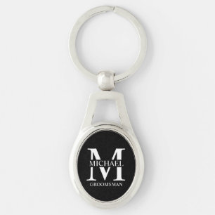 Llavero Monograma y nombre del Groomsman personalizado