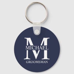 Llavero Monograma y nombre del Groomsman personalizado