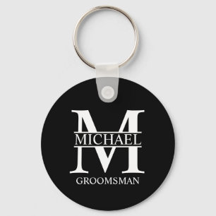 Llavero Monograma y nombre del Groomsman personalizado