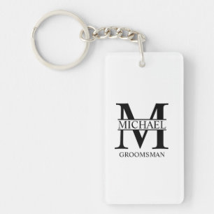 Llavero Monograma y nombre del Groomsman personalizado