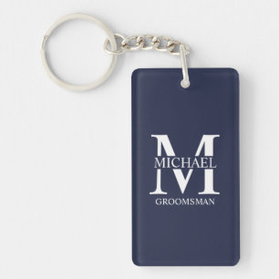 Llavero Monograma y nombre del Groomsman personalizado