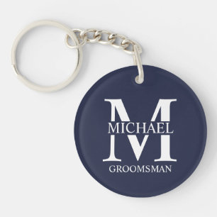 Llavero Monograma y nombre del Groomsman personalizado