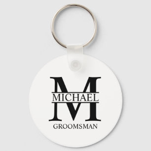 Llavero Monograma y nombre del Groomsman personalizado