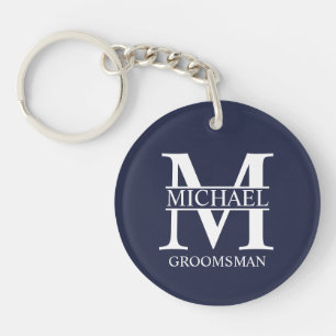 Llavero Monograma y nombre del Groomsman personalizado
