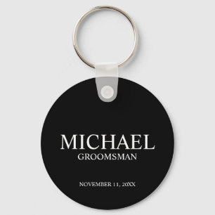 Llavero Monograma y nombre del Groomsman personalizado neg
