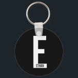 Llavero Monograma y nombre modernos en negrita personaliza<br><div class="desc">Diseño de monograma moderno con letra de monograma personalizada "E" y nombre en estilo de fuente sans serif negrita moderna.

Regalo perfecto para él,  regalo del día del padre,  regalo para los padrinos y más.</div>