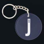 Llavero Monograma y nombre modernos en negrita personaliza<br><div class="desc">Diseño de monograma moderno con letra de monograma personalizada "J" y nombre en estilo de fuente sans serif negrita moderna.</div>