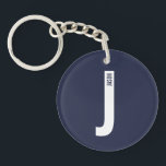Llavero Monograma y nombre modernos en negrita personaliza<br><div class="desc">Diseño de monograma moderno con letra de monograma personalizada "J" y nombre en estilo de fuente sans serif negrita moderna.</div>