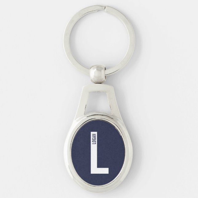 Llavero Monograma y nombre modernos en negrita personaliza (Anverso)