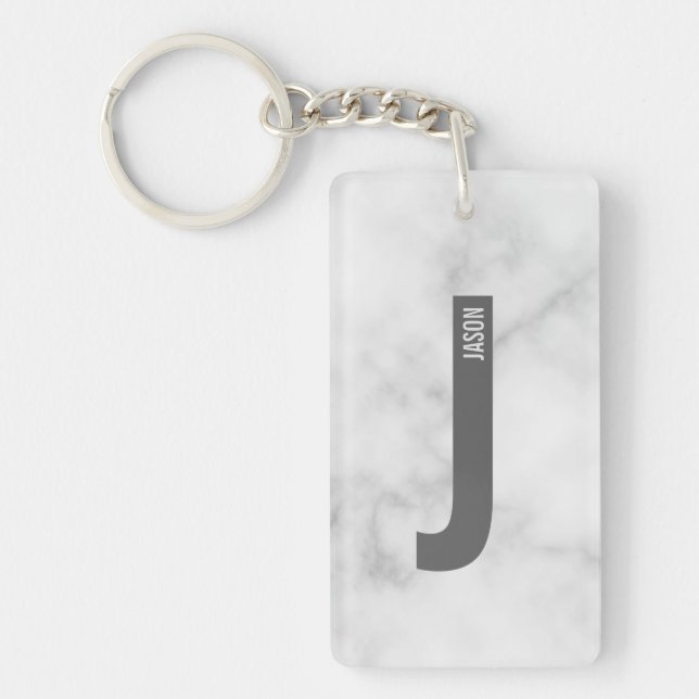 Llavero Monograma y nombre negrita personalizado moderno (Frente)