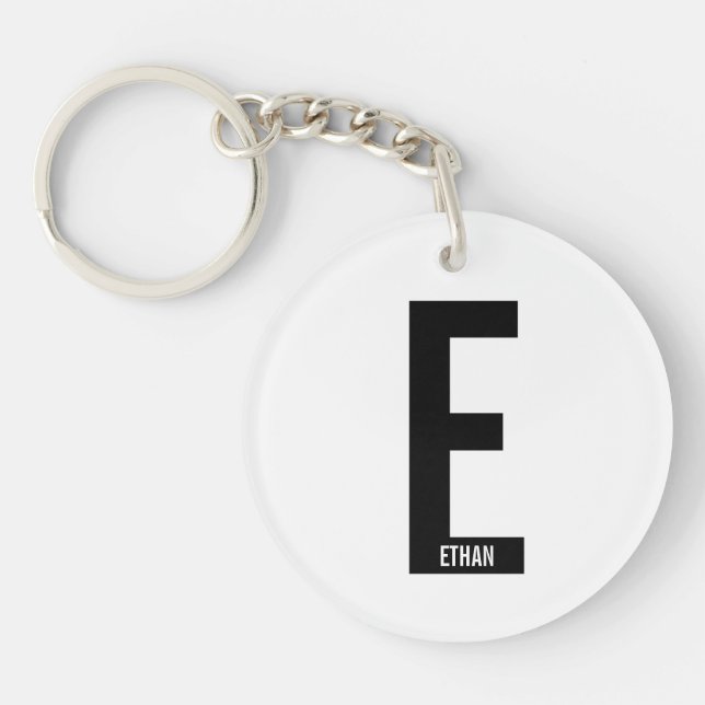 Llavero Monograma y nombre negrita personalizado moderno (Frente)