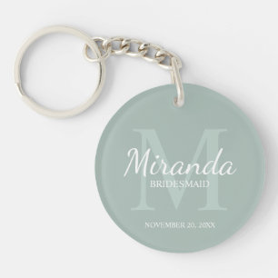 Llavero Monograma y nombre personalizados de dama de honor