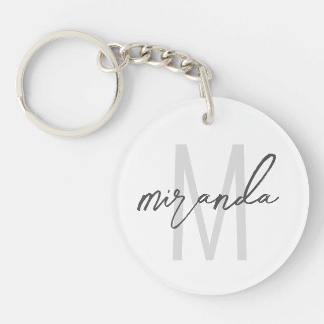 Llavero Monograma y nombre personalizados de escritura mod (Frente)