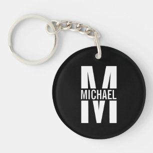 Llavero Monograma y nombre personalizados de negro