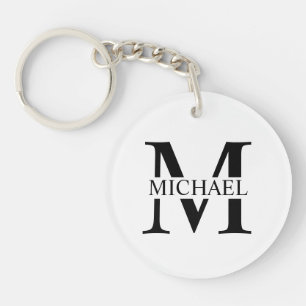 Llavero Monograma y nombre personalizados en blanco