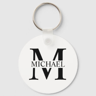 Llavero Monograma y nombre personalizados en blanco