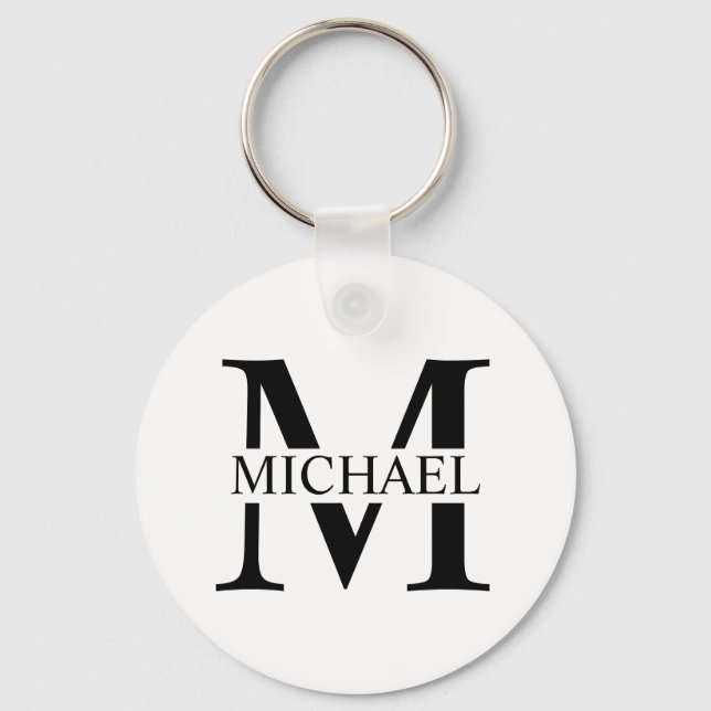 Llavero Monograma y nombre personalizados en blanco (Anverso)