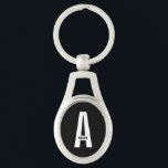 Llavero Monograma y nombre personalizados en negrita moder<br><div class="desc">Diseño de monograma moderno con letra de monograma personalizada "A" y nombre en estilo de fuente sans serif negrita moderno.

Regalo perfecto para él,  regalo del día del padre,  regalo para los padrinos y más.</div>