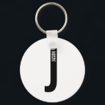 Llavero Monograma y nombre personalizados en negrita moder<br><div class="desc">Diseño de monograma moderno con letra de monograma personalizada "J" y nombre en estilo de fuente sans serif negrita moderno.

Regalo perfecto para él,  regalo del día del padre,  regalo para los padrinos y más.</div>