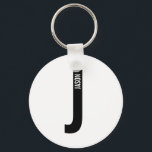 Llavero Monograma y nombre personalizados en negrita moder<br><div class="desc">Diseño de monograma moderno con letra de monograma personalizada "J" y nombre en estilo de fuente sans serif negrita moderno.

Regalo perfecto para él,  regalo del día del padre,  regalo para los padrinos y más.</div>