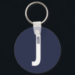 Llavero Monograma y nombre personalizados en negrita moder<br><div class="desc">Diseño de monograma moderno con letra de monograma personalizada "J" y nombre en estilo de fuente sans serif negrita moderno.

Regalo perfecto para él,  regalo del día del padre,  regalo para padrinos y más.</div>