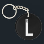 Llavero Monograma y nombre personalizados en negrita moder<br><div class="desc">Diseño de monograma moderno con letra de monograma personalizada "L" y nombre en estilo de letra sans serif negrita moderno.

Regalo perfecto para él,  regalo del día del padre,  regalo para los padrinos y más.</div>