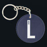 Llavero Monograma y nombre personalizados en negrita moder<br><div class="desc">Diseño de monograma moderno con letra de monograma personalizada "L" y nombre en estilo de fuente sans serif negrita moderno. Regalo perfecto para él,  regalo del día del padre,  regalo para los padrinos y más.</div>