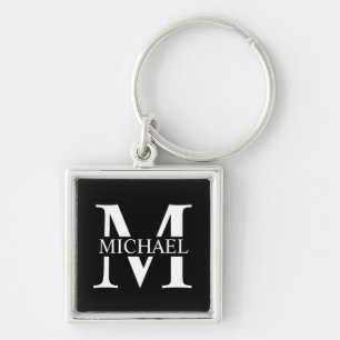 Llavero Monograma y nombre personalizados en negro