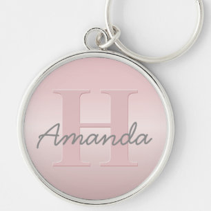 Llavero Monograma y nombre personalizados en rosa y letra 