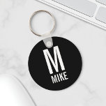 Llavero Monograma y nombre personalizados modernos<br><div class="desc">Diseño de Monograma moderno con monograma personalizado y nombre en negrita moderno estilo de letra sans serif. Regalo perfecto para papá,  marido,  novio,  niños y más</div>