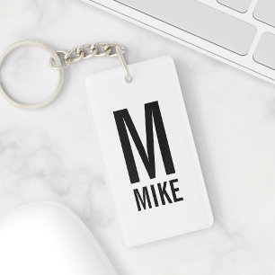 Llavero Monograma y nombre personalizados modernos