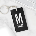 Llavero Monograma y nombre personalizados modernos<br><div class="desc">Diseño de Monograma moderno con monograma personalizado y nombre en negrita moderno estilo de letra sans serif. Regalo perfecto para papá,  marido,  novio,  niños y más</div>