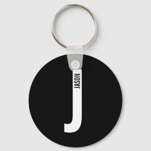 Llavero Monograma y nombre personalizados modernos en negr