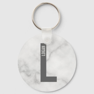 Llavero Monograma y nombre personalizados modernos en negr